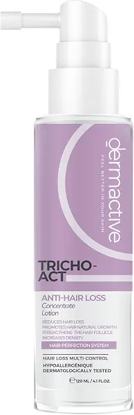 سعر ومواصفات DERMACTIVE Tricho-Act Anti-Hair Loss Concentrate Lotion – 120ml Advanced Follicle Therapy, Strengthens Roots, Stimulates Growth, Reduces Hair Fall, Fragrance-Free, Leave-In No-Rinse Formula (B0D5W9YZFJ) على Amazon EG