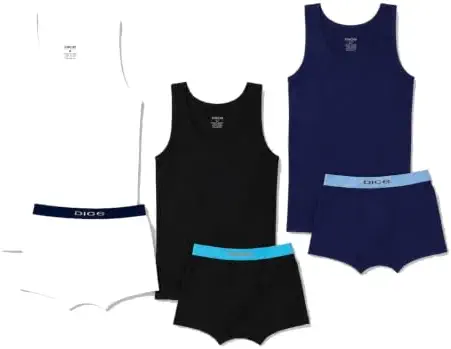 سعر ومواصفات Dice Men Plain Underwear Set (tank top + Boxer) Pack of 3,Blue, Black,white XL (B0GK2R9F45) على Amazon EG