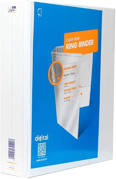 سعر ومواصفات Digital A4 Ring Binder, 4 Ring D Shaped, 8 cm - White (B09G1921MQ) على Amazon EG