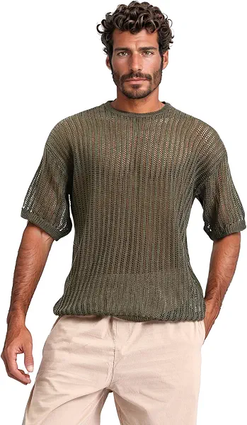 سعر ومواصفات Dsisskai Mens Perforated Slip On Summer Tee - Dark Olive Modern (pack of 1) (B0CJNFX4LS) على Amazon EG