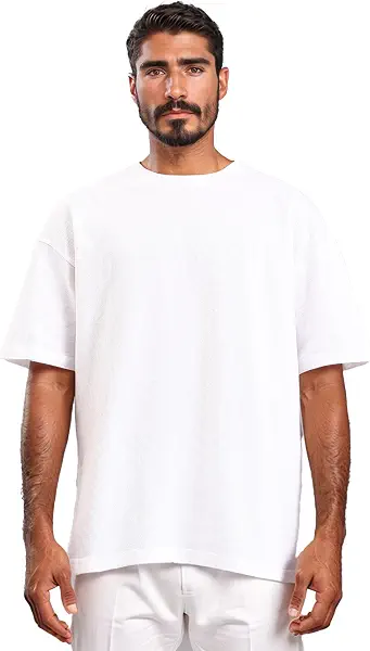 سعر ومواصفات Dsisskai Mens Self Pattern Slip On Summer Tee - White Modern (pack of 1) (B0CJN9KGQP) على Amazon EG