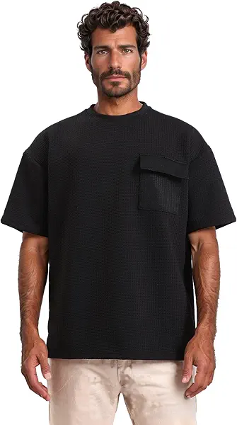 سعر ومواصفات Dsisskai Mens Slip On Loose Tee with Front Pocket - Black Modern (pack of 1) (B0CJNFF3Z9) على Amazon EG