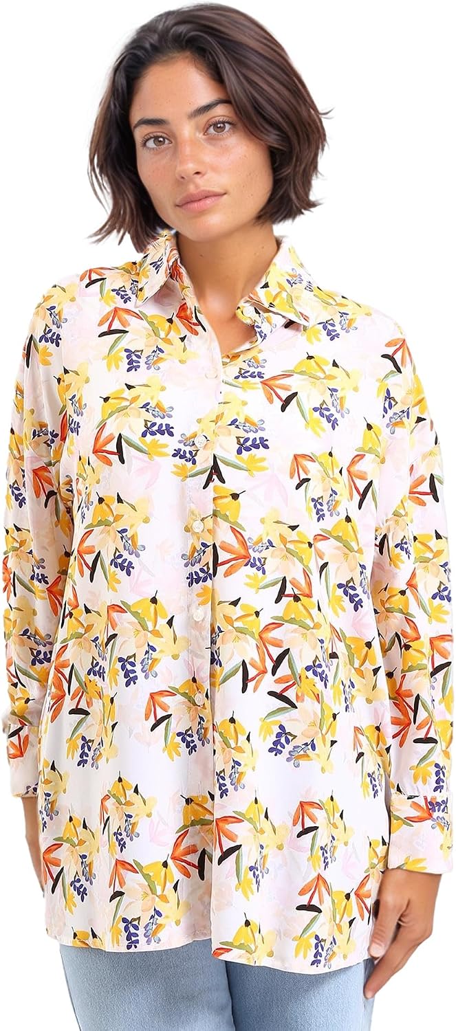 سعر ومواصفات Dsisskai Womens Colorful Floral Long Sleeves Shirt - Multicolor Modern (pack of 1) (B0CJNDZQLC) على Amazon EG