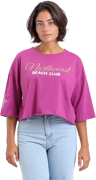 سعر ومواصفات Dsisskai Womens Cotton Summer Printed Short Tee - Magenta Modern (pack of 1) (B0CJNFF3ZC) على Amazon EG