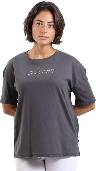 سعر ومواصفات Dsisskai Womens Crew Neck Printed Long Tee - Dark Grey Modern (pack of 1) (B0CJND6F5Z) على Amazon EG