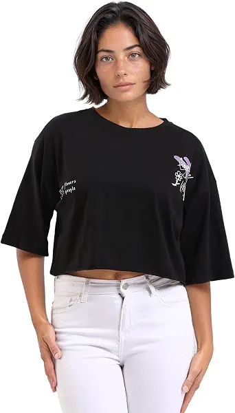 سعر ومواصفات Dsisskai Womens Elbow-Sleeves Printed Short Tee - Black Modern (pack of 1) (B0CJNDT5X3) على Amazon EG