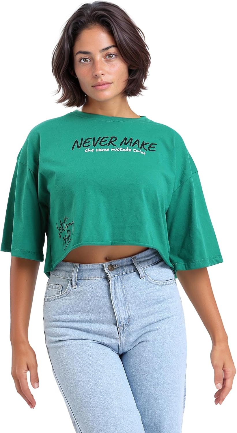 سعر ومواصفات Dsisskai Womens Printed Elbow Sleeves Casual Tee - Green Modern (pack of 1) (B0CJNF5RFV) على Amazon EG