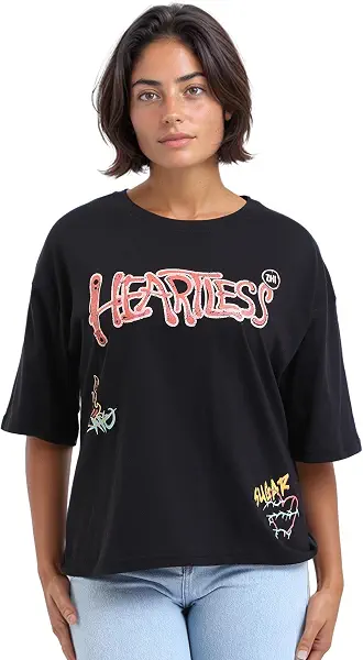 سعر ومواصفات Dsisskai تيشرت مريح مطبوع عليه "Heartless" للنساء من ريفين - اسود، مقاس M (B0CJNDXT9M) على Amazon EG