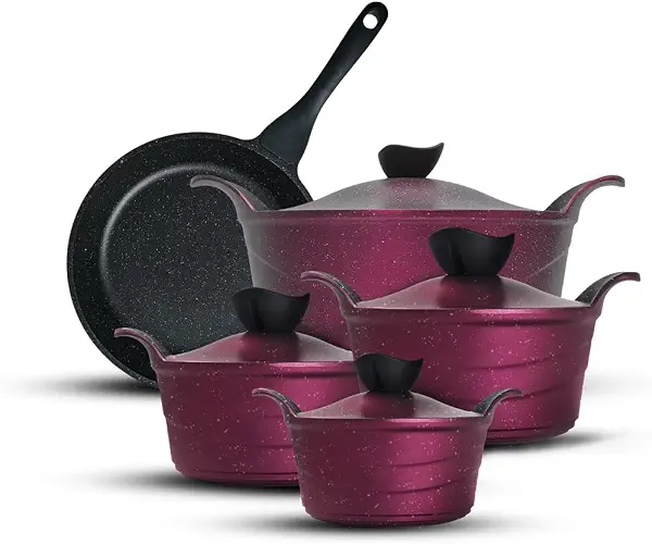 سعر ومواصفات Easy Cook Cooking Pots Set – 11 Pieces (4 Pots 18/20/24/32 + Frying Pan 28 CM) Saflon Color (B0FG1H1D5H) على Amazon EG