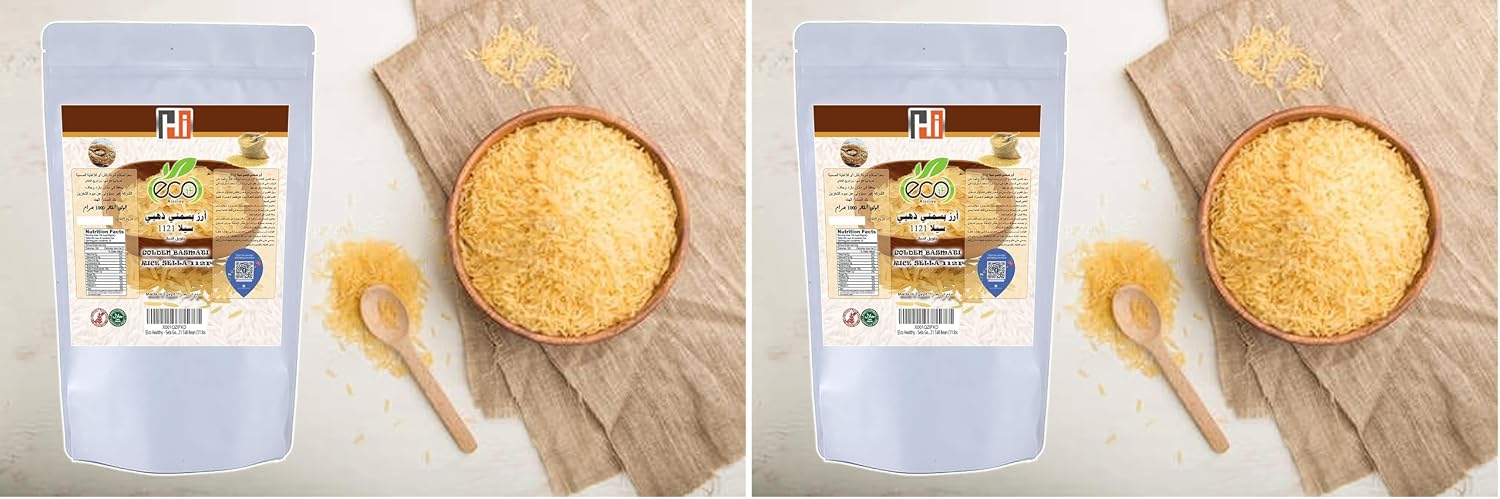 سعر ومواصفات Eco Healthy - Sella Golden Basmati Rice 1121 Long Grain - (1kg) (Pack of 2) (B0FLB25YVP) على Amazon EG