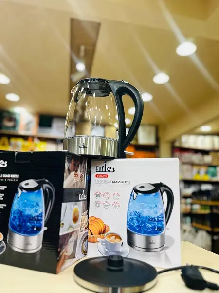 سعر ومواصفات Eides غلاية كهربائية زجاجية ERS-535، سعة 1.7 لتر، قدرة 2200 واط، إضاءة زرقاء، قاعدة دوارة 360 درجة (B0GXSBYLNS) على Amazon EG