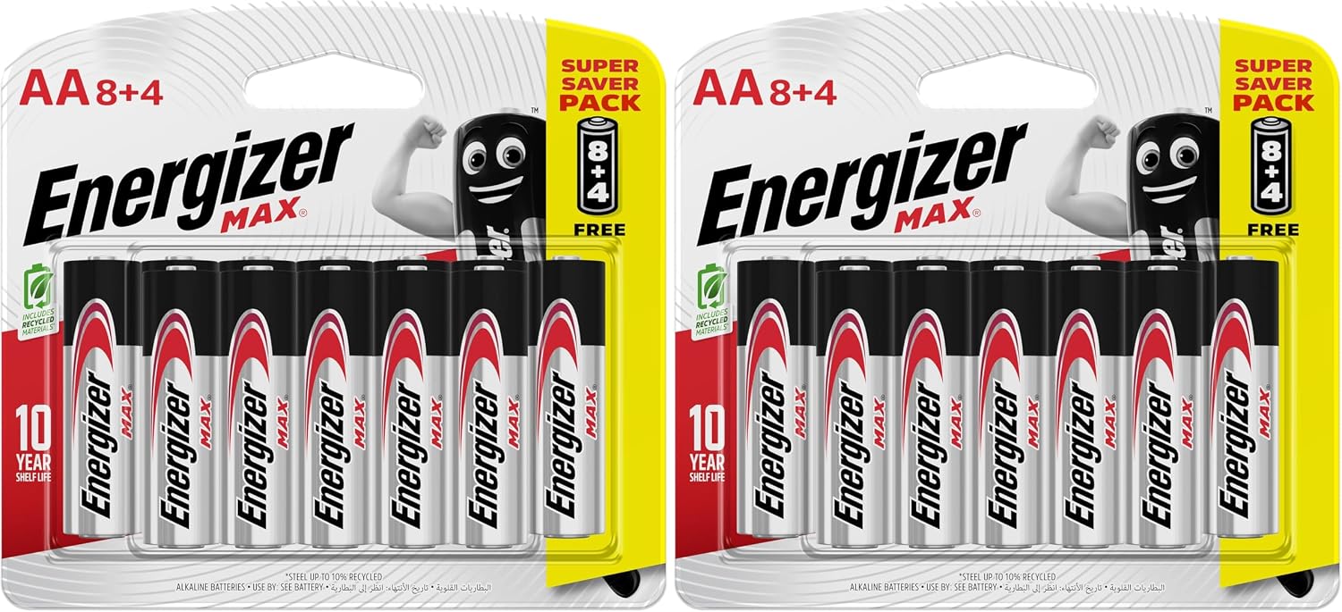 سعر ومواصفات Energizer Max 1.5V Alkaline batteries - AA Promo Pack Of 16+4 (B0GJT7SW9P) على Amazon EG