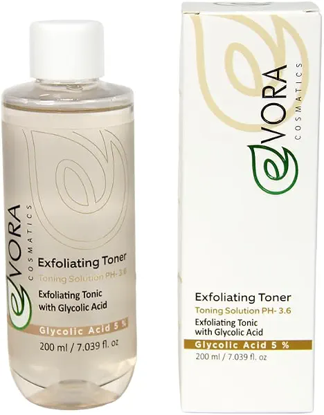 سعر ومواصفات Evora Glycolic Acid 5% Exfoliating Toner Glow & Smooth Formula for Face & Body, 200ml تونر إيفورا الجليكوليك 5% لتقشير وتفتيح البشرة والجسم (B0DWKVQYFT) على Amazon EG
