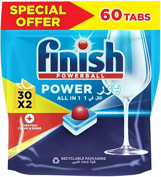 سعر ومواصفات Finish Lemon Dishwasher Detergent All in One Tablets for Deep Clean & Sparkling Shine 60 Tablets (30 + 30) (B0FTVRT56K) على Amazon EG