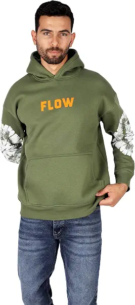 سعر ومواصفات FIRE WOOD سويت شيرت بغطاء للرأس للرجال مطبوع عليه كلمة «flow» من فايروود (B0CK2BJXF1) على Amazon EG
