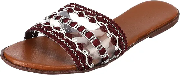 سعر ومواصفات Flat casual slippers fashionably transparent — embroidered cotton lace — matching color stones (B0CKVMT47W) على Amazon EG