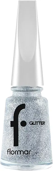 سعر ومواصفات Flormar Glitter Nail Enamel GL38 Holographic Silver Sparkle & Glitter Effect, High-Shine Finish (B0D3B6QPVX) على Amazon EG