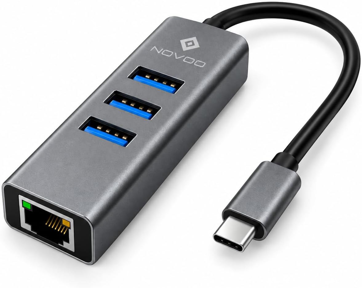سعر ومواصفات For NOVOO USB-C Hub 4-in-1 with 3x USB 3.0 Ports and Ethernet (B0HKD724M3) على Amazon EG