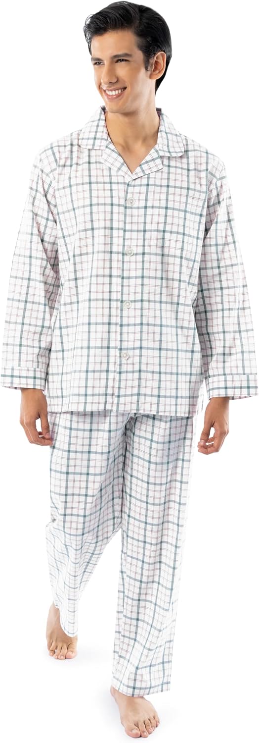 سعر ومواصفات Fruit of the Loom Men's Long Sleeve Broadcloth Pajama Set (B0D5Z7B9GT) على Amazon EG