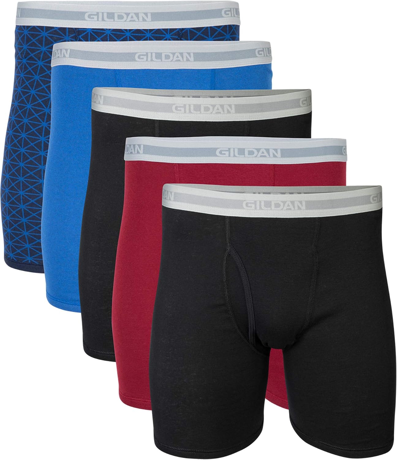سعر ومواصفات GILDAN Men's Regular Leg Boxer Brief Multipack (pack of 5), Mixed Blue/Grey (5 Pack), M (B077ZNDNGS) على Amazon EG