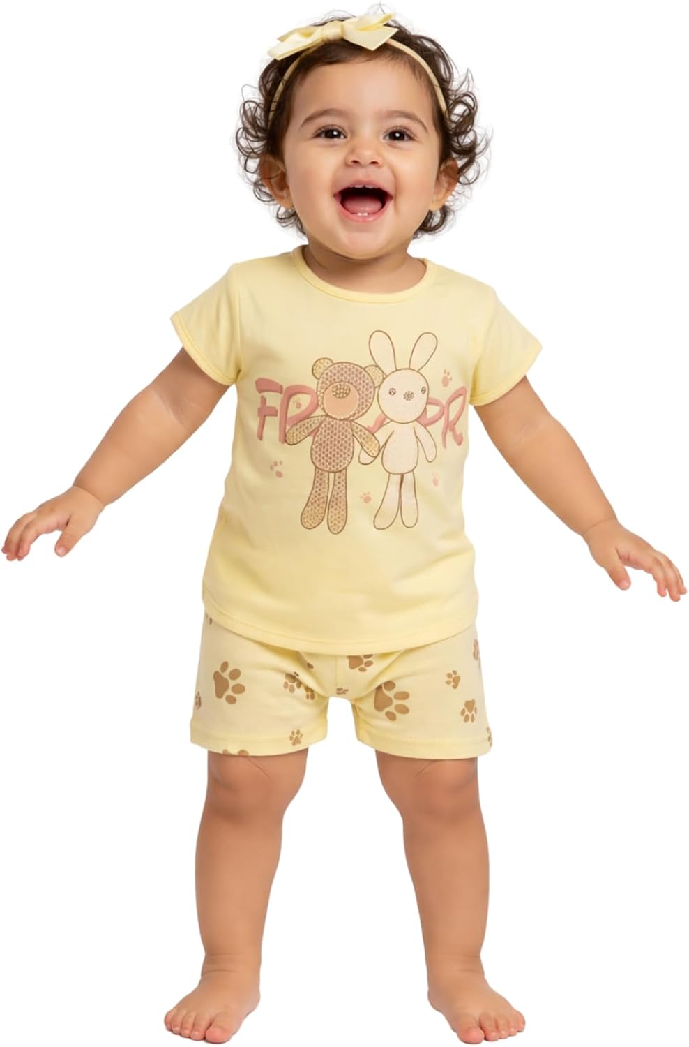 سعر ومواصفات Girls Half Sleeves T-Shirt&Short Printed Bear&Rabbit Half Sleeves T-Shirt&Short (pack of 1) (B0GVPCFWM3) على Amazon EG