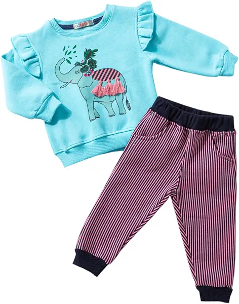 سعر ومواصفات Girls Pajama Set of 2 Pieces Long Sleeves Sweatshirt&Pants Printed Elephant Pajama Set (pack of 2) (B0DY86L5CH) على Amazon EG