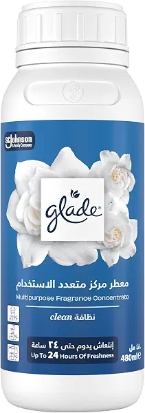 سعر ومواصفات Glade Multipurpose Fragrance Concentrate, Clean Scent, 480 ml, 24 Hours Fresh (B0G238KVXV) على Amazon EG