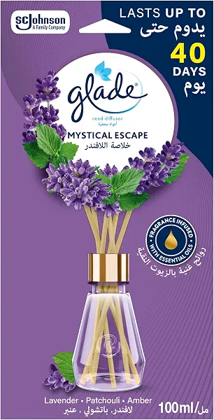 سعر ومواصفات Glade Mystical Escape Reed Diffuser, Lavender, 100ml, Lasts for up to 40 days (B0FPGQ6XFF) على Amazon EG