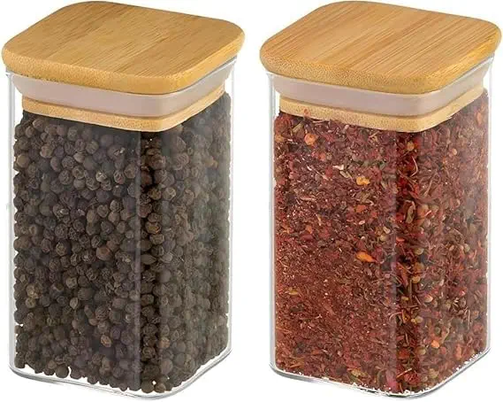 سعر ومواصفات Glass Storage Jars with Airtight Wooden Lids – Square & Round Options, Multiple Sizes & Capacities, Clear Glass Kitchen Containers (1) (B0GLGZ9LTW) على Amazon EG