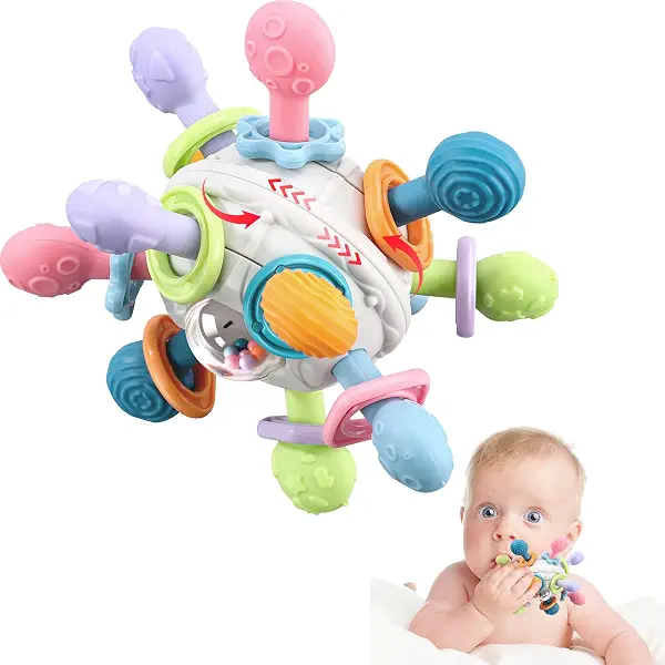سعر ومواصفات Grabbing Ball Baby Toy,Sensory Teething Teether Toys,Silicone Teething Ring, Motor Skills, Montessori Early Educational, Rattle, Baby Toy for Babies 3-18 Months (B0CKMKKL14) على Amazon EG