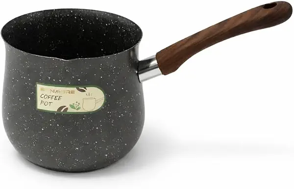 سعر ومواصفات Granite Coffee Pot with Wooden Handle Milk Heating Saucepan 10 cm - Grey - A1-77 (B0GZD85WJL) على Amazon EG