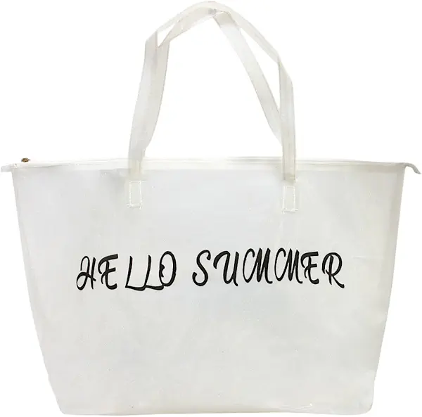 سعر ومواصفات Hawsa شنطة كتف مطبوعة بعبارة Hello Summer للنساء من هوسا - لون أبيض - المقاس: 38 (طول) × 53 (عرض) (B0F3W2ZMJH) على Amazon EG