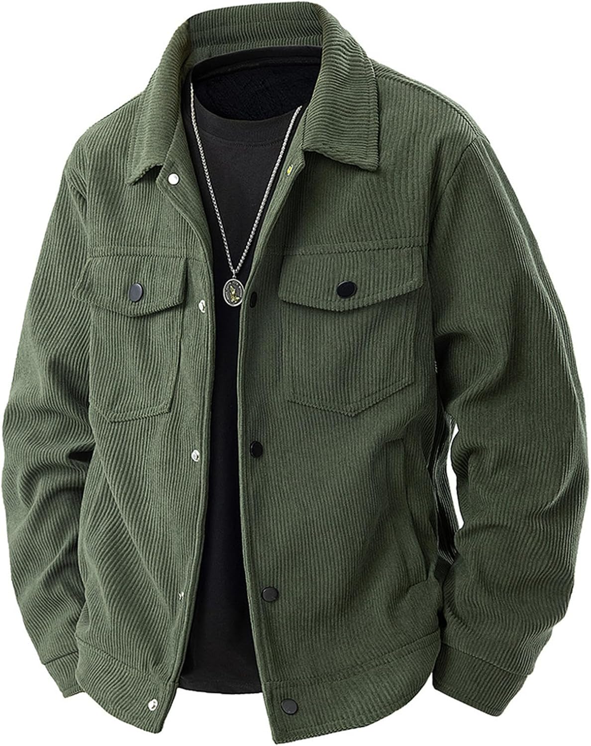 سعر ومواصفات HBER Corduroy Jacket for Men Button Down Vintage Long Sleeve Shirts (B0FG83YXQY) على Amazon EG