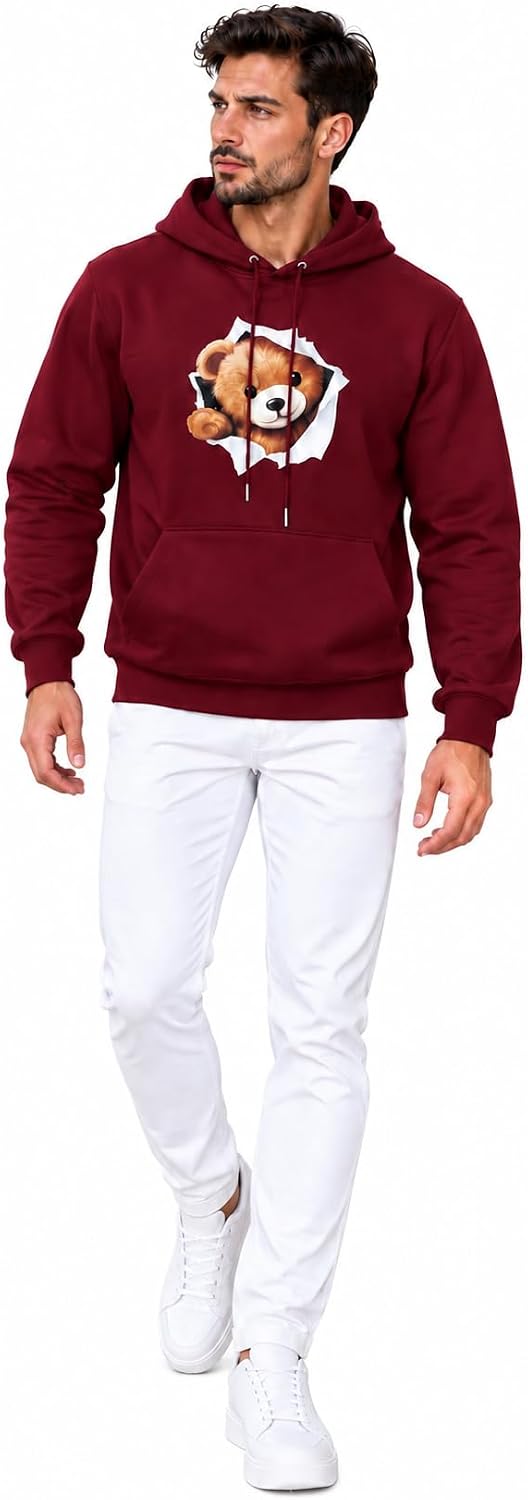 سعر ومواصفات Hero Basic - Teddybear Printed Hoodie - Burgandy (B0HKWHVHRQ) على Amazon EG