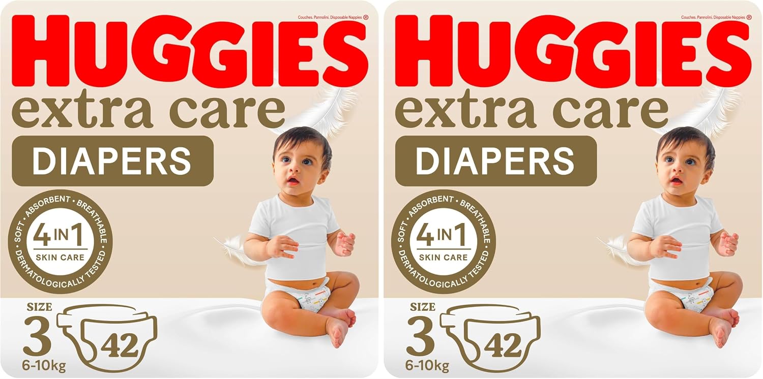 سعر ومواصفات Huggies Extra Care Size 3 Value Pack (4-9 Kg) 42 Diapers - Made in Europe (Pack of 2) (B0F9YHBFGN) على Amazon EG