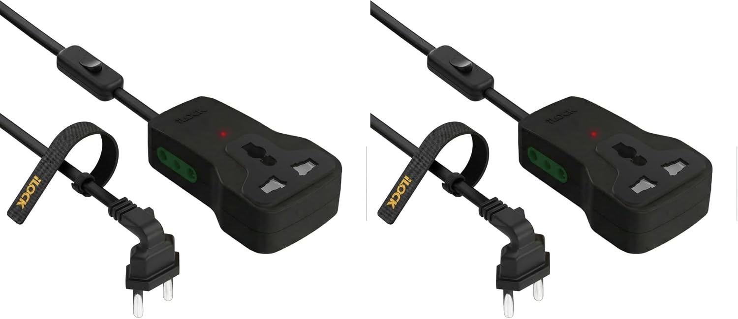 سعر ومواصفات iLOCK Mini Power Strip – 3 - Outlet Extension | 2 Schuko + 1 Universal Socket (Black, 3M) (Pack of 2) (B0HLDW5622) على Amazon EG