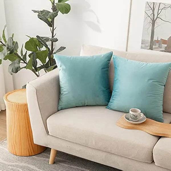 سعر ومواصفات INtex CURTAINS HOUSE Velvet Pillow Covers, Soft Thick Decorative Cushion Covers, 50 x 50 CM, Baby Blue, Set of 2, Square Throw Pillowcases for Couch, Sofa, Bed, and Living Room Decor (B0D63H1HVT) على Amazon EG