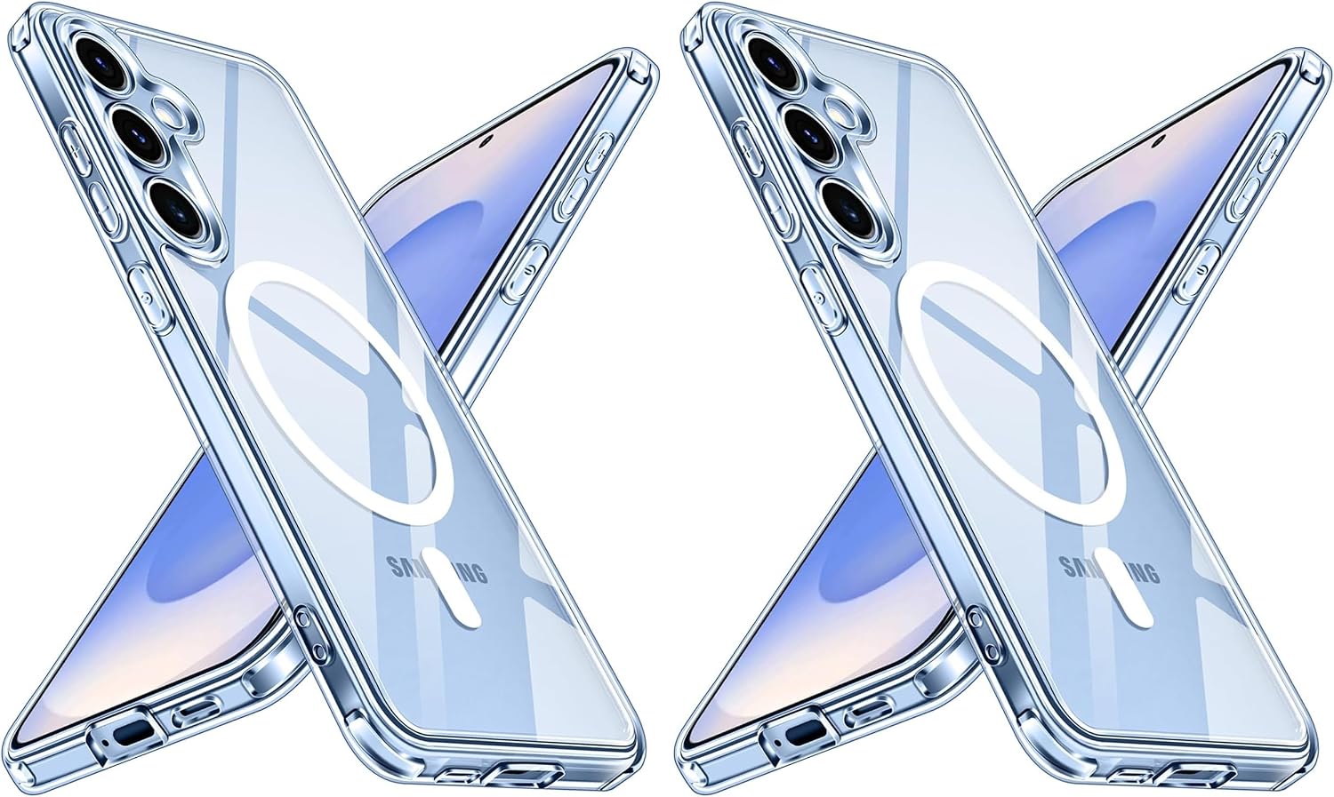 سعر ومواصفات iVoler Clear Magnetic Cover for Samsung Galaxy S25+ 5G / S25 Plus 5G, Compatible with MagSafe, [Anti-Yellowing] [Shockproof Military Grade] Transparent Slim Anti-Scratch Hard Case (Pack of 2) (B0HLF49RVD) على Amazon EG