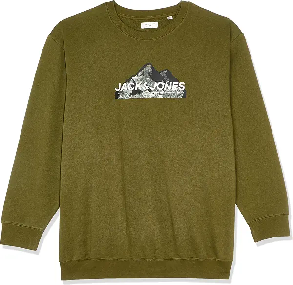 سعر ومواصفات JACK & JONES Men's Plus Size Mountain Logo Crew-Neck Sweatshirt - Cypress (B0CQKLHR7C) على Amazon EG