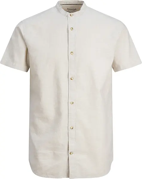سعر ومواصفات JACK & JONES Men's Summer Band Linen Blend Short-Sleeves SHIRT (B0CMP31776) على Amazon EG