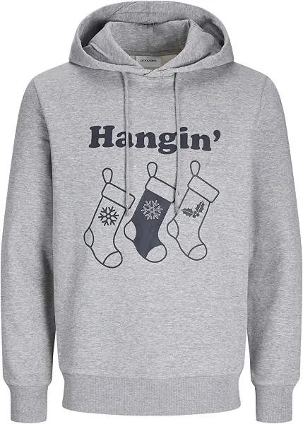 سعر ومواصفات JACK & JONES Men's Xmas One Color Funny Hooded hoody (pack of 1) - Light Grey Melange (B0CQYGC8CT) على Amazon EG