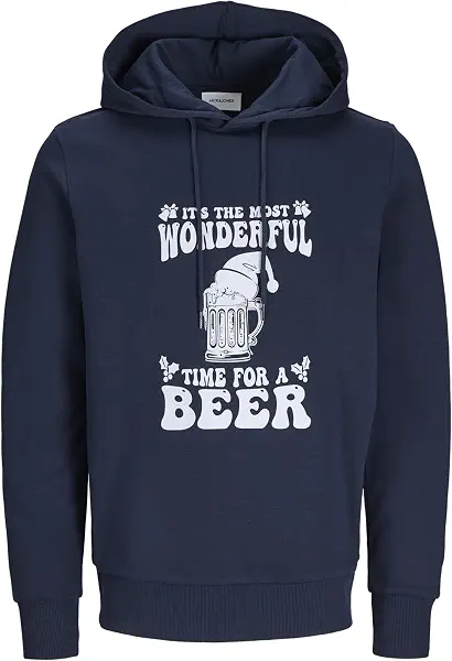 سعر ومواصفات JACK & JONES Men's Xmas One Color Funny Hooded hoody (pack of 1) - Sky Captain (B0CQYGZV2H) على Amazon EG