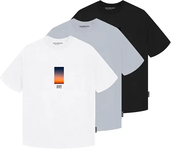 سعر ومواصفات JACK & JONES Mens JCOCALMA PHOTO TEE SS CREW NECK 3PK MP T-Shirt (B0DKFX48RZ) على Amazon EG