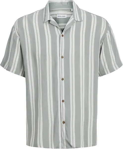 سعر ومواصفات JACK & JONES Mens JJEJEFF STRIPE RESORT SHIRT SS SN Shirt - Iceberg Green (B0D1C2VSSF) على Amazon EG