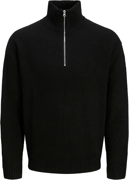 سعر ومواصفات JACK & JONES mens JJESOHO OLLIE KNIT HALF ZIP SN Hooded Sweatshirt - Black (B0DKJWX7L9) على Amazon EG