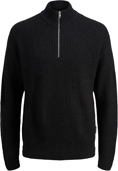 سعر ومواصفات JACK & JONES mens JJKAITO KNIT HALF ZIP BF Hooded Sweatshirt - Black (B0DN2464MG) على Amazon EG