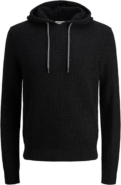 سعر ومواصفات JACK & JONES mens JJLINK KNIT HOODIE Hooded Sweatshirt - Black (B0DN1ZBMQ4) على Amazon EG