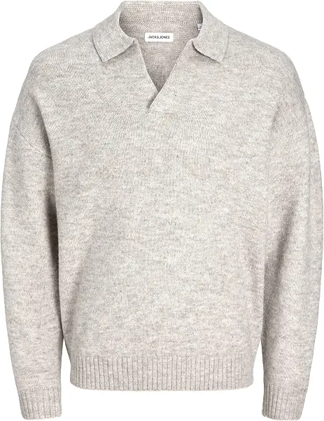 سعر ومواصفات JACK & JONES mens JJSOHO OLLIE KNIT SPLIT NECK LN Hooded Sweatshirt - Light Grey Melange (B0DN26XLV7) على Amazon EG