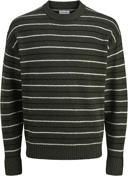 سعر ومواصفات JACK & JONES mens JJSOHO OLLIE STRIPE KNIT CREW NECK Hooded Sweatshirt (B0DN21K9MM) على Amazon EG