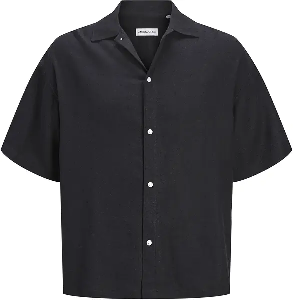 سعر ومواصفات JACK & JONES Mens JJWAYNE SOLID RESORT SHIRT SS Modern - Black (B0D4R5FZ2H) على Amazon EG